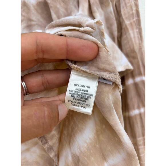 Anthropologie Cloth & Stone Earthy Tie Dye Soft Linen Button Up Blouse, Size S - Picture 5 of 7